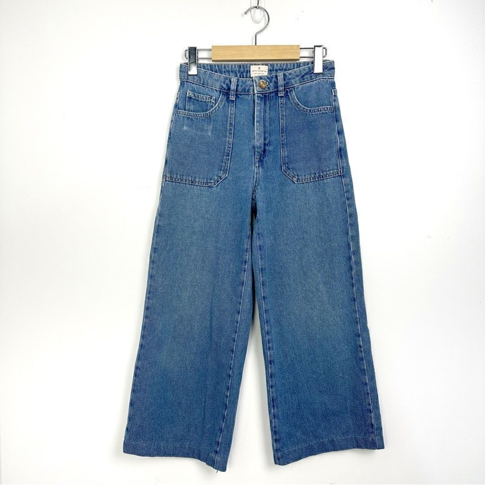 French Connection High Waisted Wide Leg Crop Jeans Sz 2